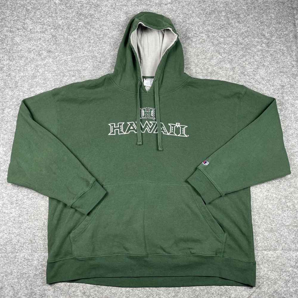 Hawaii Hoodie Mens 2XL Green Champion Warriors Fleece Pullover Sweatshirt